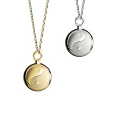 Hanger Ying Yang mini zilver, incl. collier
