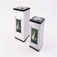 Waxinelichthouder Qube hoog model & foto zwart