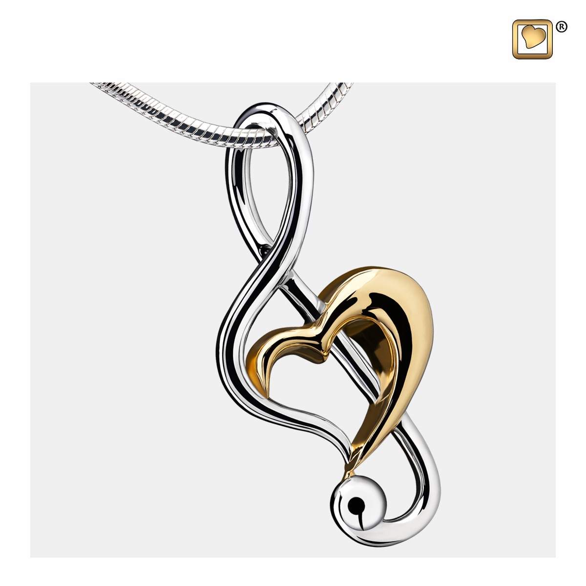 TrebleClef Ashes Pendant Pol silver&gold Vermeil