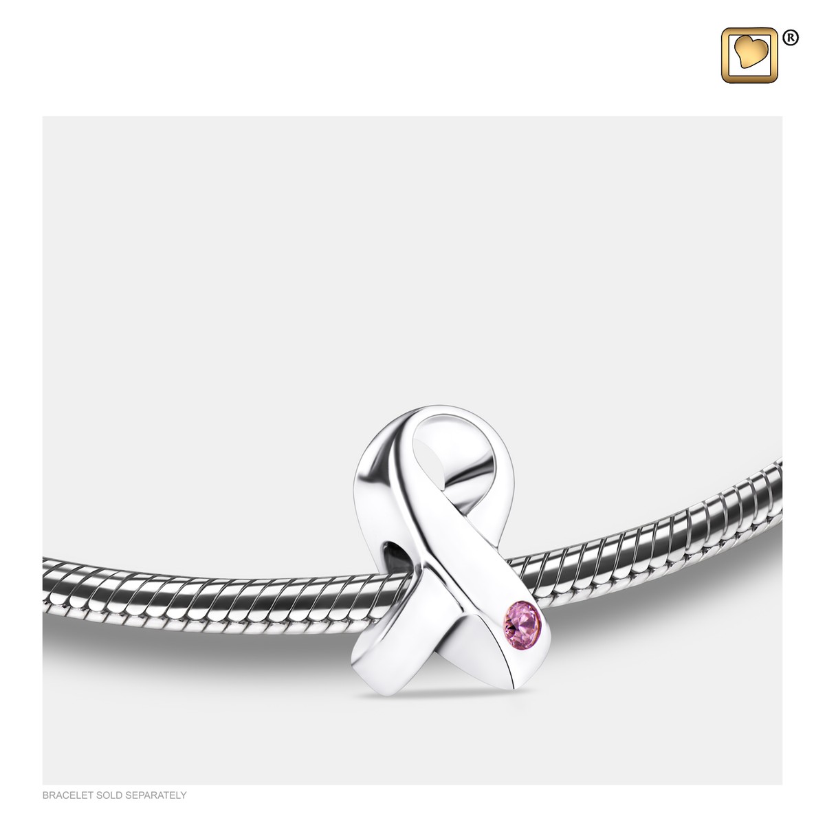 Awareness Ashes Bead Pink&Pol silver with Zirconia