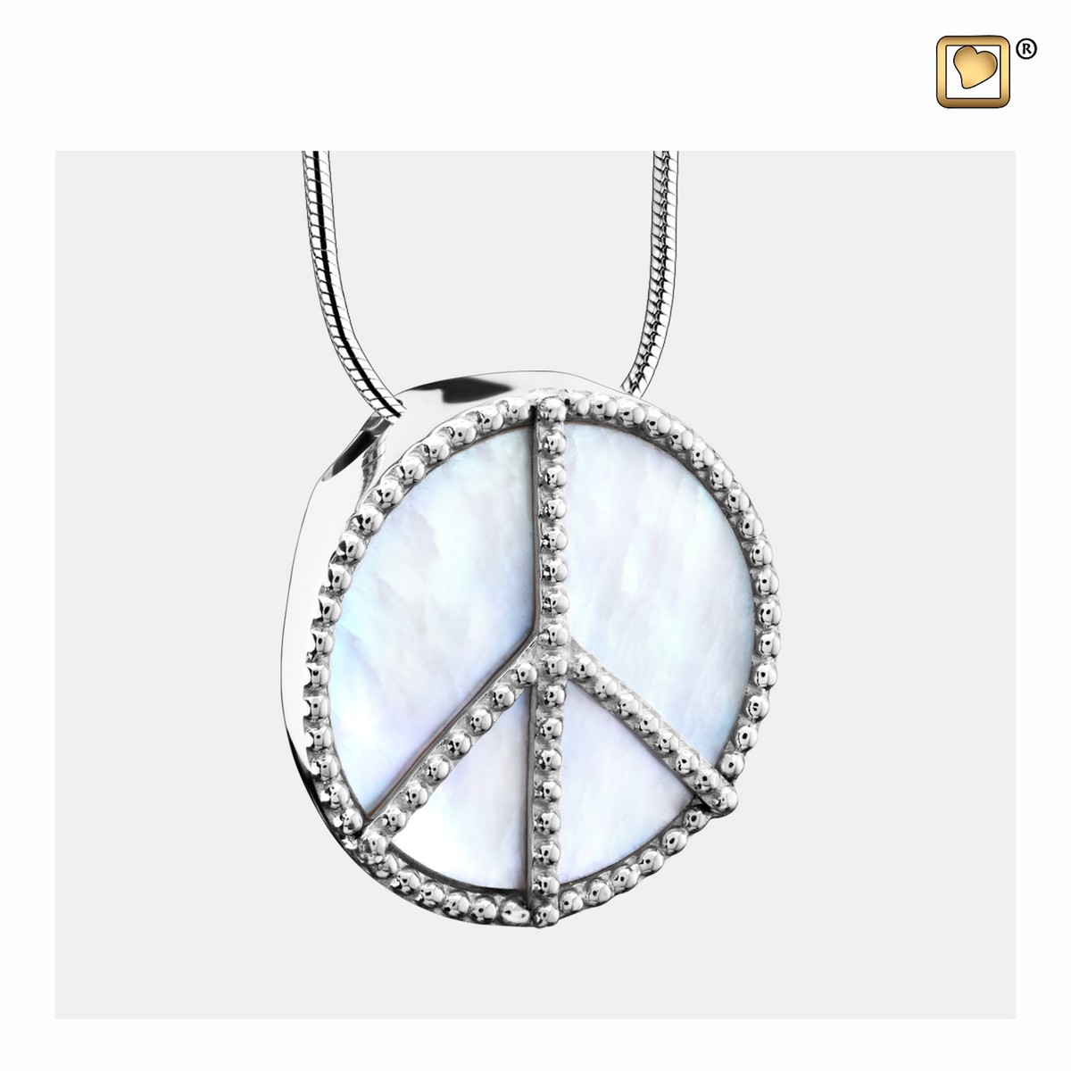 Peace Mother of Pearl Ashes Pendant Pol silver